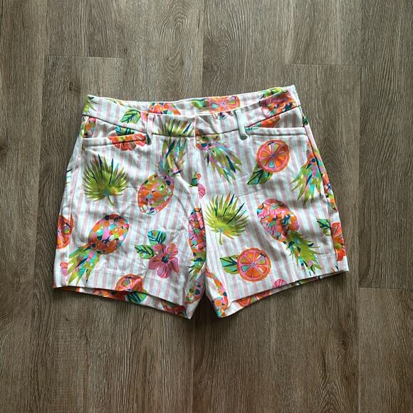 Spartina 449 Pineapple Bayshore Shorts High Rise Size Large - Picture 1 of 5